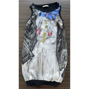 Liu Jeans By LIU JO Tank Top M Black Chili Pepper Chains Round Neck Sleeveless